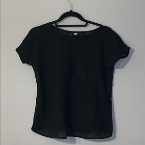 *BRAND NEW* Black sheer & lace short sleeve blouse